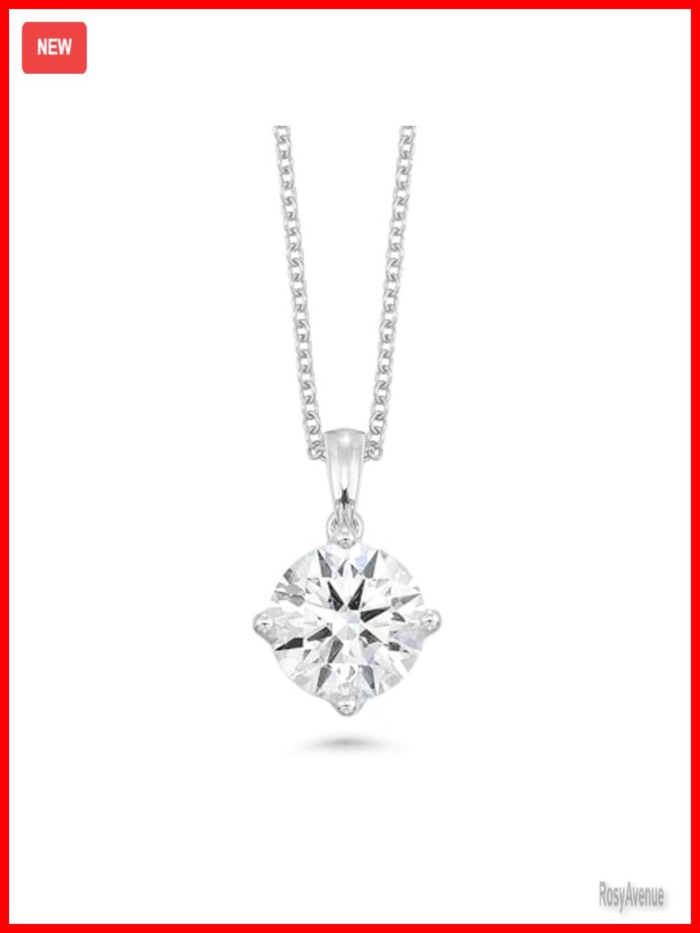 14K White Gold Lab Grown Diamond Solitaire Necklace 18"